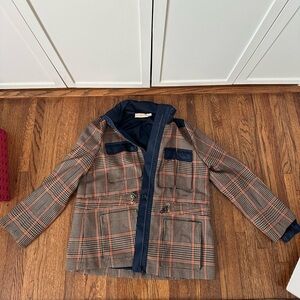 Tory Burch Plaid / Navy Coat